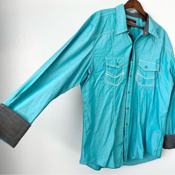 Rock and Roll Men’s Button Down Shirt Size 2XL Blue - Picture 4 of 14